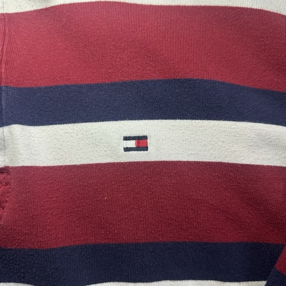 Tommy Hilfiger Rugby Long Sleeve Shirt Mens L Large Striped Red Blue White - Picture 5 of 14